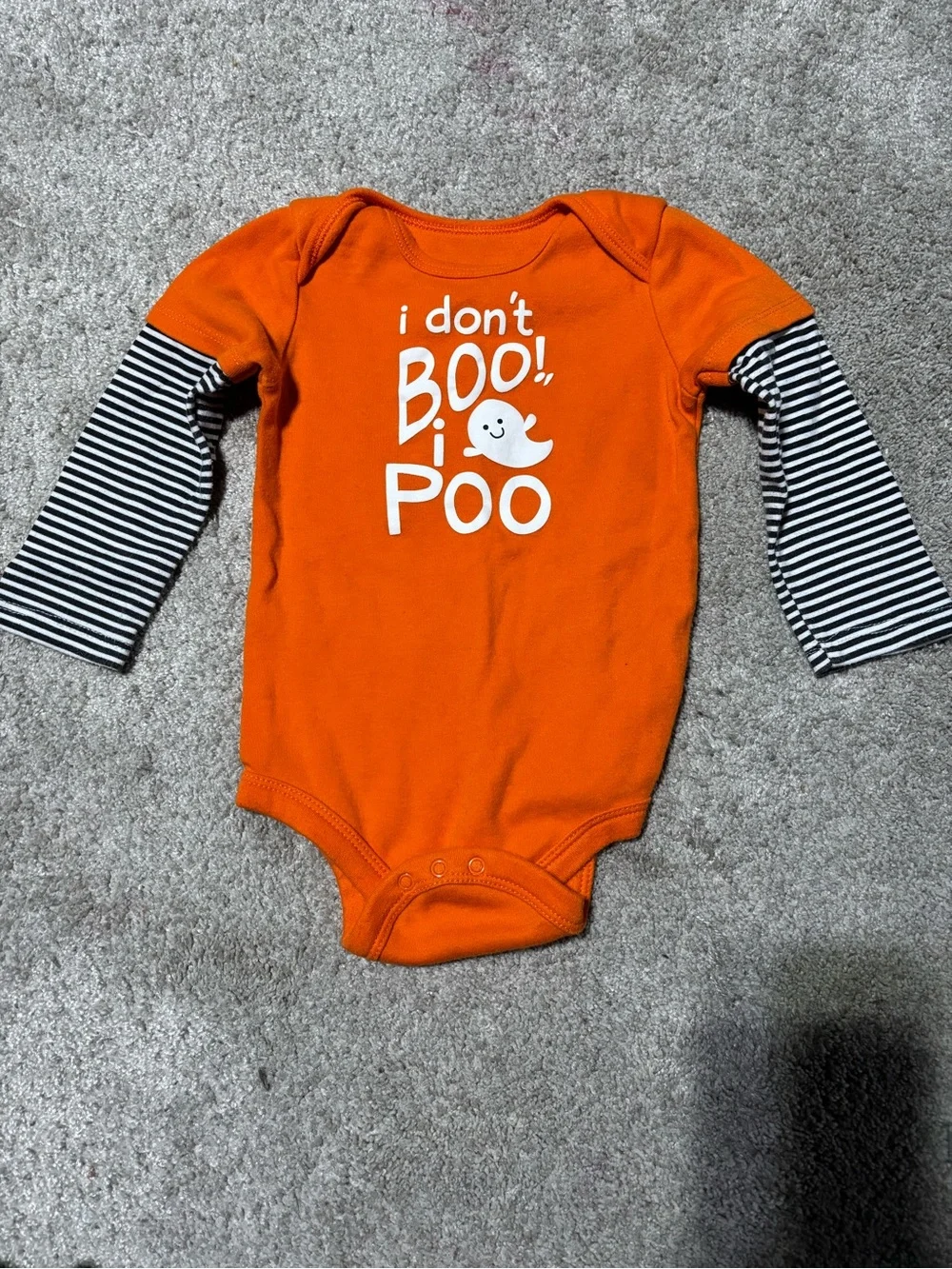 Orange 'I Don't Boo I Poo' Halloween Baby One-Piece